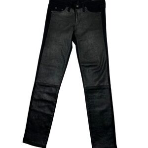 Rag & Bone Hyde Leather Denim Skinny Jeans Coal
